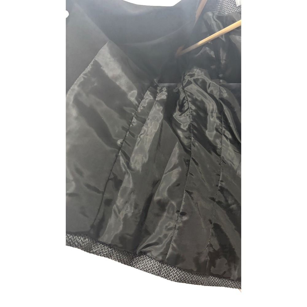 Tahari ASL Petite 8P Grey Herringbone Tuxedo Blazer Ruched Sleeve Zipper‎ Accent - Picture 9 of 13